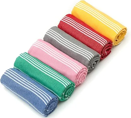 HAVLULAND Set of 6 Oversized Turkish Beach Towels Beach Towel 100% Cotton Extra Large 39x71 Absorbent Quick Dry Bath Towels Sandproof Beach Blanket Travel Towels Lightweight Beach Towels