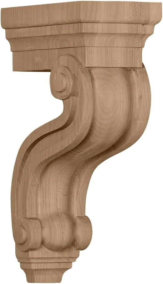 Ekena Millwork COR03X06X10HARO Los Angeles Hollow Back Wood Corbels, 3 3/8"W x 6 1/2"D x 10 1/2"H, Red Oak