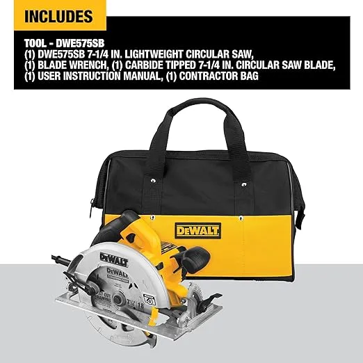 DEWALT Circular Saw, 7-1/4 inch, Pivoting with up to 57 Degree Bevel, Corded (DWE575SB)