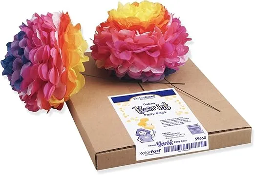 PACON "KolorFast Tissue Flower Kit, Party Pack, 10"", 84 Flowers" (P0059660)