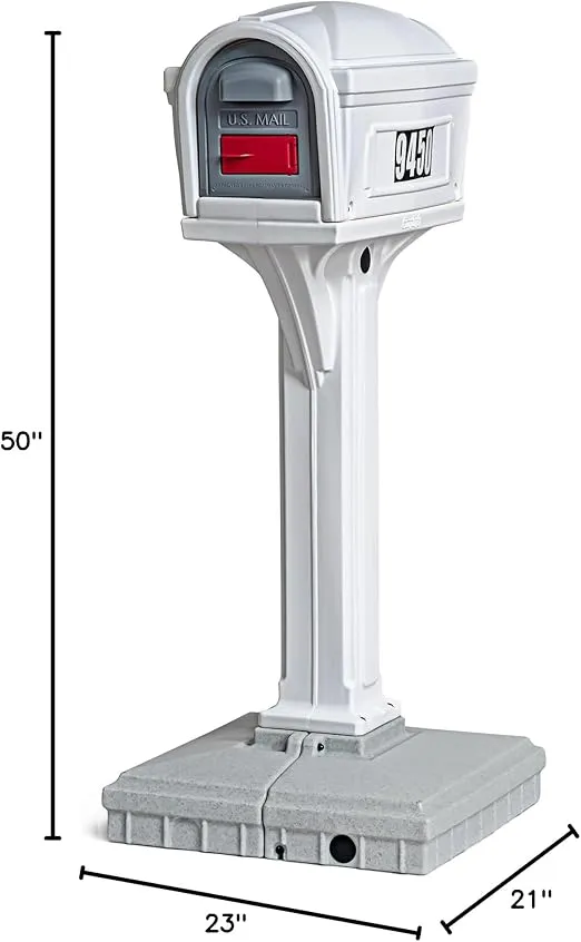 American Home by Simplay3 Premium Dig-Free Easy Up Classic Mailbox and Post Combination in White, Above Ground Mailbox