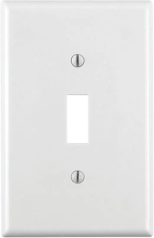 Leviton 80501-W 1-Gang Toggle Device Switch Wallplate, Midway Size, Thermoset, Device Mount, White
