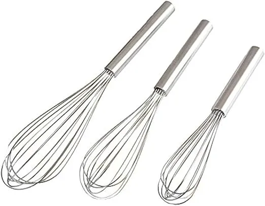 Stainless Steel Whisks with 3 Packs 8"+10"+12" Kitchen Whisk Set Kitchen Whip Kitchen Utensils Wire Whisk Balloon Whisk Set for Blending Whisking Beating and Stirring