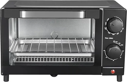 4 Slice Toaster Oven with 3 Setting, Baking Rack and Pan, Black, New