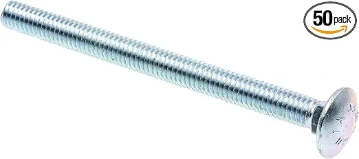 Prime-Line 9063153 Carriage Bolts, 5/16 In.-18 X 4 In., A307 Grade A Zinc Plated Steel (50 Pack)