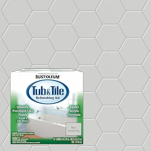 Rust-Oleum 384166 Acrylic Tub and Tile Refinishing 2-Part Kit, Gloss Coastal Fog