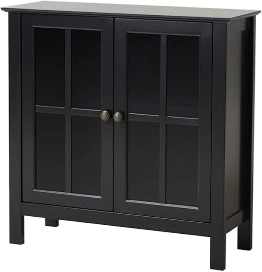 American Furniture Classics 22601 Glass Door Cabinet, Painted Black