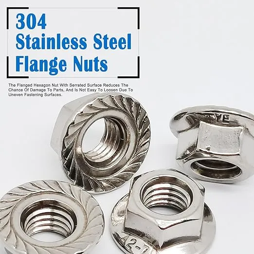 4pcs Flange Nut,Serrated Flange Nut Hex Lock Nuts,Left Hand,M10x1.5mm,304 Stainless Steel