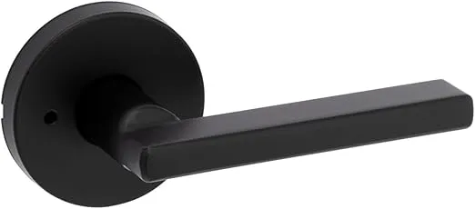 Kwikset 730HFLRDT-514 Halifax Lever with Round Rose Privacy Door Lock with 6AL Latch and RCS Strike Iron Black Finish