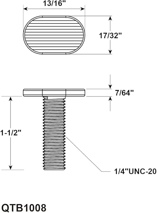 POWERTEC 1/4"-20 T Track Bolts 20 Pack for T Track, 1-1/2 Inch Long T Slot Bolts for Universal T Track, T Track Accessories for Woodworking Jigs and Fixtures (QTB1008)