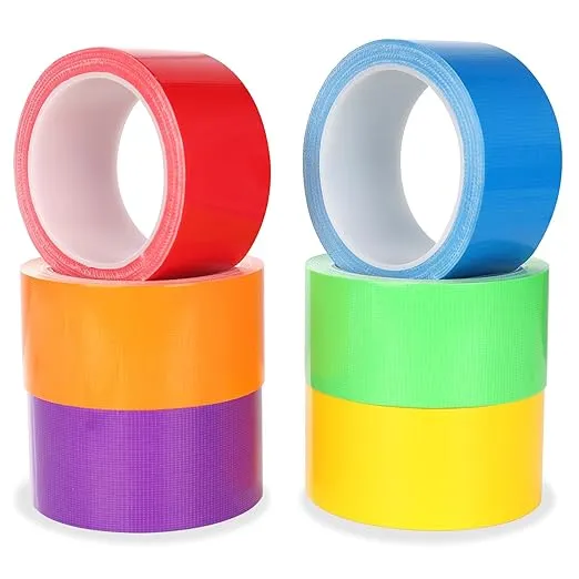 6 Pack Rainbow Colored Duct Tape 15 Yards x 2 Inch Heavy Duty Waterproof Duct Tape 6 Bright Duct Tape Colors Multipack for Arts、School Supplies