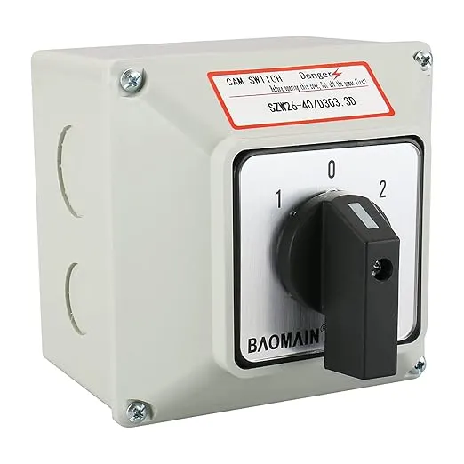 Baomain Universal Rotary Changeover Switch SZW26-40/D303.3D with Master Switch Exterior Box 660V 40A 3 Position 12 Terminals 3 Phase