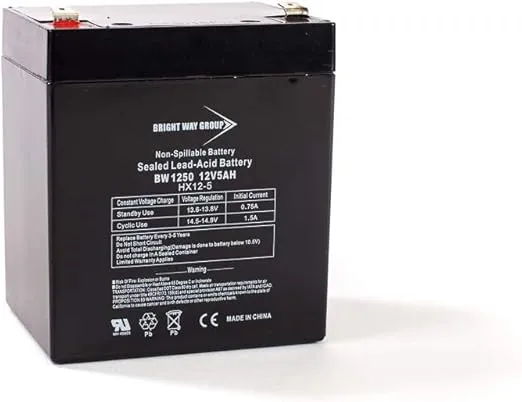 12V 5Ah Home Alarm Battery with F1 Terminals Compatible with Chamberlain/LiftMaster/Craftsman 4228 Replacement Battery for Battery Backup Equipped Garage Door Openers BW1250 F1