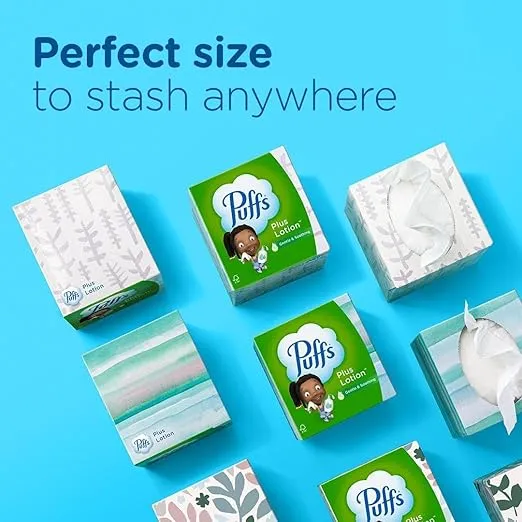 Puffs Plus Lotion Facial Tissues, 10 Cubes, 56 Tissues Per Box