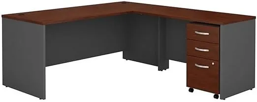 Bush Business Furniture Series C 72W L Shaped Desk with 48W Return and Mobile File Cabinet in Hansen Cherry