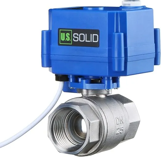 Motorized Ball Valve- 1" Stainless Steel Ball Valve with Manual Function, Full Port, 9-24V AC/DC and 2 Wire Auto Return Setup by U.S. Solid