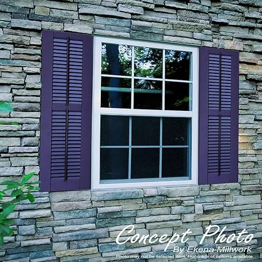EKENA MILLWORK TFP101LVF15X062PR True Fit PVC, Two Equal Louver Shutters (Per Pair-Hardware Not Included), 15-in. W x 62-in. H, Primed