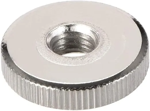 uxcell Round Knurled Thumb Nuts Conector Lock Adjusting Nuts, M8 Female Threaded Thin Type, Nickel Plated, Pack of 5