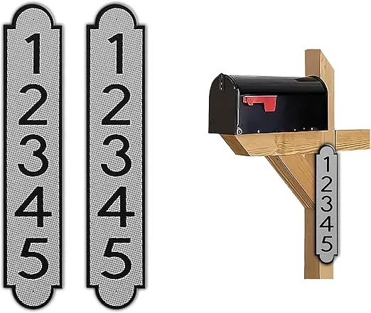 Curb N Sign Mailbox Numbers Plaques - Made of Aluminum Composite Material - Super Reflective Mailbox Numbers for Outside - Customized Mailbox Number Plaque - Pre-Drilled - Versatile Usage (Silver)