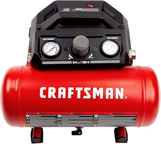 Craftsman Air Compressor, 1.5 Gallon 3/4 HP Max 135 PSI Pressure, 1.5 CFM@90psi and 2.2 CFM@40psi, Stainless Steel Portable Oil Free Maintenance Free Compressor, CMXECXA0200141A