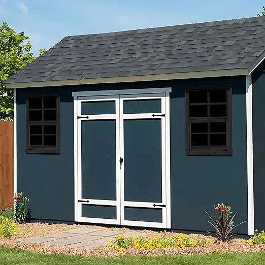 2 Pack 14" x 21" Black Shed Window with Tempered Glass and Fiberglass Screen Household Sliding Windows with Screws for Shed, Chicken Coop, Playhouse, Garage and Barns
