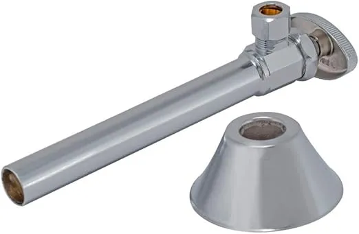Eastman Multi-Turn Angle Stop Valve with Extension, 1/2 Inch Sweat x 3/8 Inch OD Compression, Chrome Plated, 04182LF