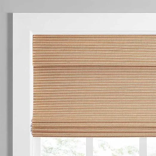 Eclipse Bamboo Roman Shades for Windows (48" x 72"), Semi-Privacy Light-Filtering Cordless Blinds for Bedroom, Living Room, or Office, Safe for Kids & Pets, Easy Mounting Interior Blinds, Natural