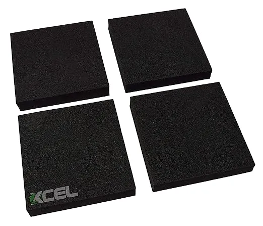XCEL Lightweight Foam Rubber Anti Vibration Acoustic Pads 6" x 6" x 1" (4 Pack)- Versatile Foam Rubber Pads for Appliances and Furniture