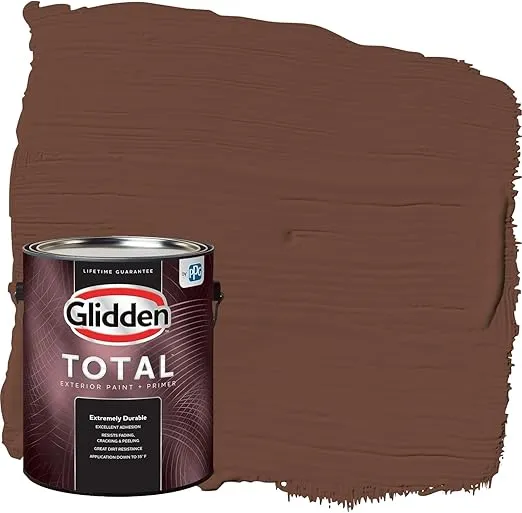 Glidden Total Exterior Paint & Primer All-in-One, Bird House Brown/Brown, Semi-Gloss, 1 Gallon