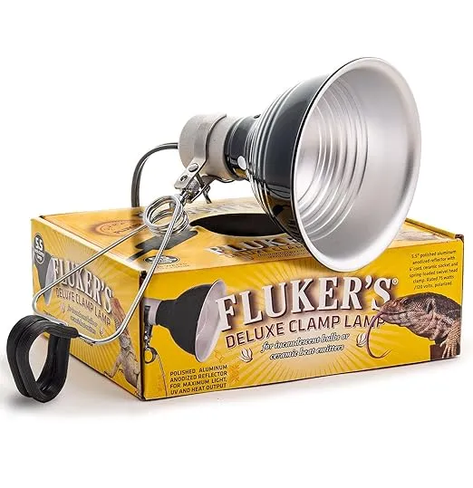 Fluker's Repta-Clamp Lamp, Heavy Duty Clamp Light For Reptile Tanks and Terrariums, UL/CUL Approved, Great for Reptile Basking, 75-Watt Maximum with On/Off Switch, 5.5"