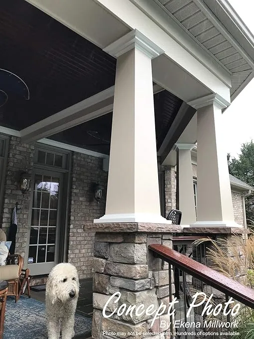 Ekena Millwork EnduraCraft 6"W x 4'H Premium Square Non-Tapered Double Raised Panel PVC Endura-Craft Column Wrap Kit, Prairie Capital & Base