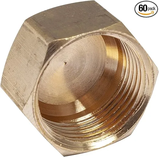 LTWFITTING 5/8-Inch Brass Compression Cap Stop Valve Cap,Brass Compression Fitting(Pack of 60)