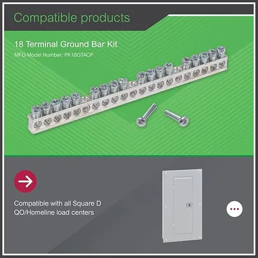 Square D - PK18GTACP 18 Terminal Ground Bar Kit