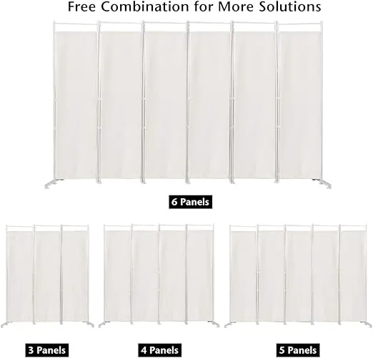 Giantex 6 Panel Room Divider White, 6 Ft Folding Screen for Privacy with Steel Support Base, Lightweight Portable Room Dividers and Folding Privacy Screens