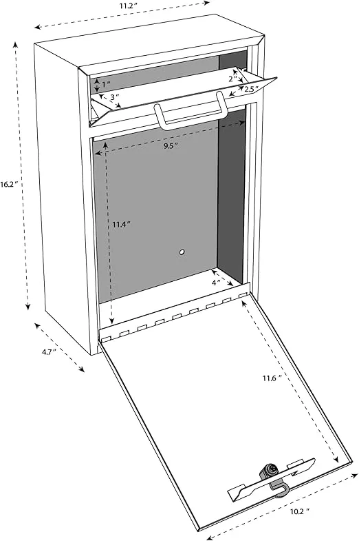 Mail Boss 7412 High Security Steel Locking Wall Mounted Mailbox-Office Comment Letter Deposit, Black Drop Box