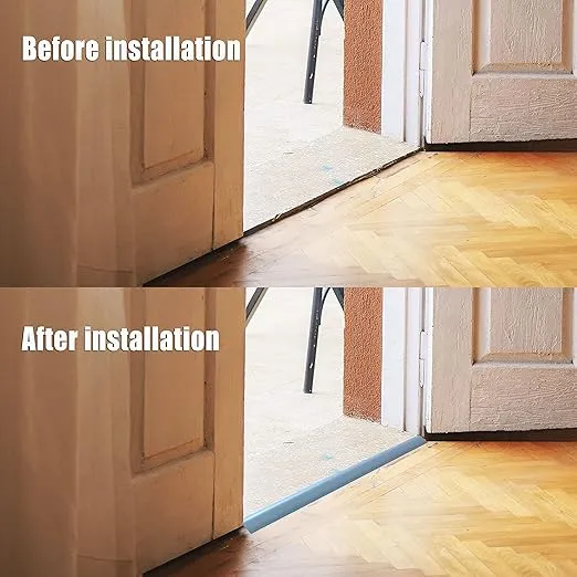 Vinyl-Door-Threshold Floor-Transition-Strips 36 inch, Threshold 1/2'' ~ 3/5'', Transition-Strips for Doorways, Edge-Reducer Threshold-Transition-Strip for Home/Door/Floor (Grey)