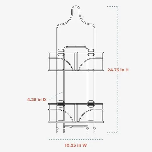 Zenna Home With Baskets That Slide Out to accommodate Hose, Versatile Storage Solution for Your Bath Area. Rust-Resistant Expandable Over-The-Shower Caddy, Bronze