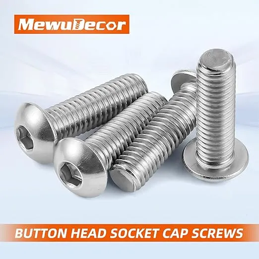 M8-1.25 x 20mm Button Head Socket Cap Screws, Stainless Steel 18-8, Bright Finish, Fully Threaded, Allen Socket Drive, 50 PCS