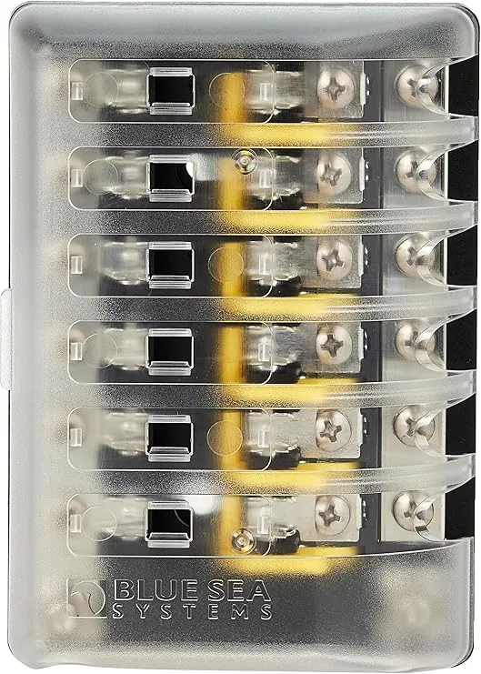 Blue Sea Systems 5015 Fuse Block AGC 6-CIR W/Ground , 3.5'' x 5.0''