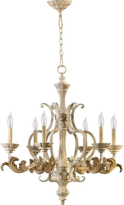 Quorum 6037-6-70 Florence Chandelier, 6-Light, 360 Total Watts, Persian White