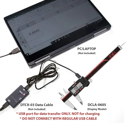 VINCA Digital Caliper, DCLA-0605 0-6 Inch/150mm, Inch/Millimeter/Fraction Conversion, Stainless Steel, Large LCD Screen