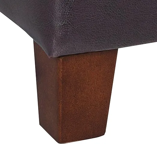 HomePop Leatherette Tufted Square Storage Ottoman with Hinged Lid, Brown Small