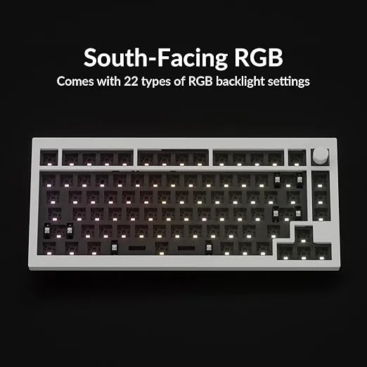 Keychron Q1 Max QMK/VIA Wireless Custom Mechanical Keyboard Barebone Knob Version, Full-Metal Hot-Swappable RGB Backlight 2.4 GHz/Bluetooth/Type-C Wired Gaming Keyboard for Mac/Windows/Linux - White