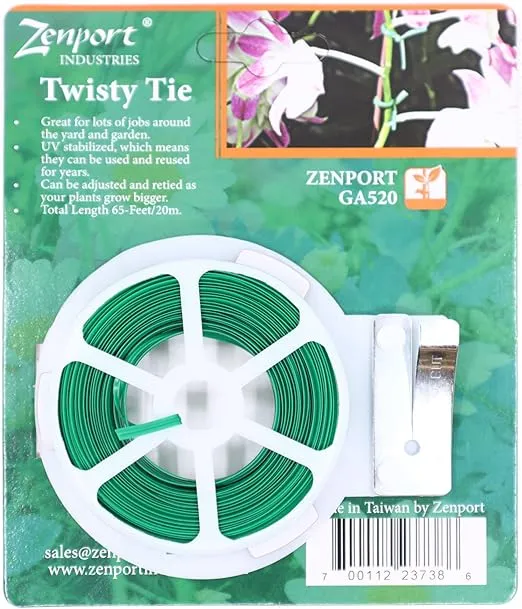 Zenport GA520 Garden Twisty Plant Tie, 65-Feet, Green