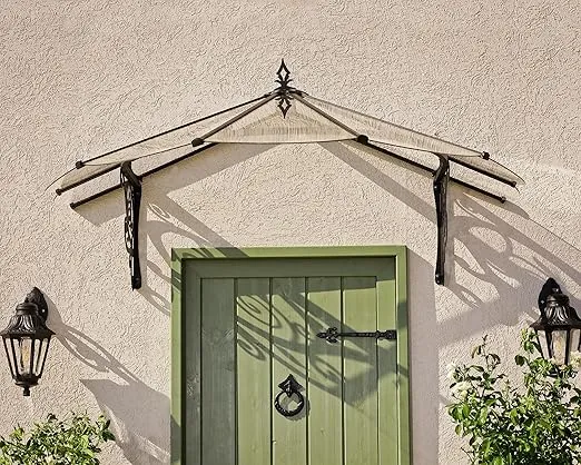 Palram-Canopia Lily 1780 6x4 Door Awning for Door Entrance, High-End Polycarbonate Window Awning with Solar Clear Panels, UV Protection, Modern White Metal Frame, Weather Resistant Overhang