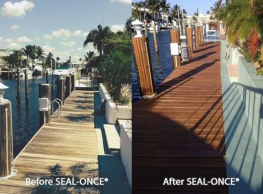 Seal-Once Nano+Poly Penetrating Wood Sealer with Polyurethane - Premium Waterproof Sealant -1 Gallon & Clear