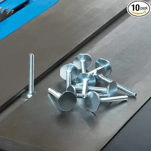 POWERTEC Table Saw Miter T Track Bolts, 1/4"-20, 2" Long Miter T Slot Bolts for Miter T Track, Table Saw, Router Table, Featherboard, Fits 3/4" x 3/8" Miter T-Slot, 10PK (71614)