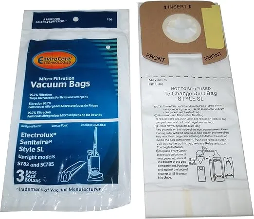 EnviroCare Replacement Micro Filtration Vacuum Cleaner Dust Bags compatible with Eureka Electrolux Sanitaire Style SL Upright Models S782 and SC785 6 Pack