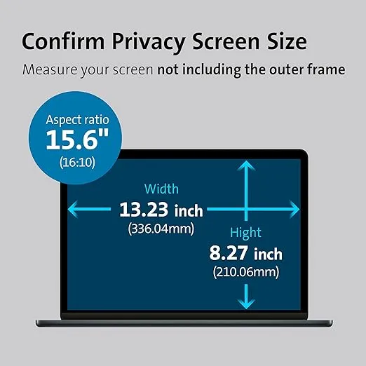 Kensington MagPro™ Magnetic Laptop Privacy Screen 15.6 inch, Removable 16:10 Laptop Privacy Filter Shield, Anti-Glare, Blue Ray Reduction, Compatible with HP/Dell/Acer/Asus/Lenovo (K55255WW)