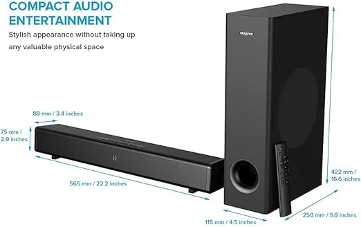 Creative Stage 360 2.1 Soundbar with Dolby Atmos and Subwoofer for TV/Computers/Ultrawide Monitors, Surround Sound with HDMI ARC/2.0, Bluetooth, Optical Input, and IR Remote